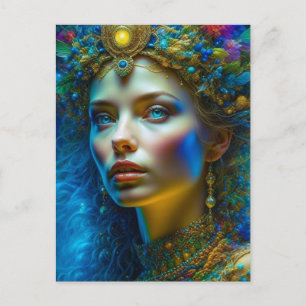 Postal Arte de fantasía mágica etérea y hermosa diosa
