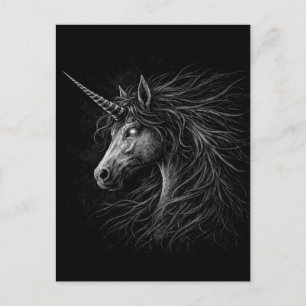 Postal Arte de fantasía medieval con estilo de unicornio