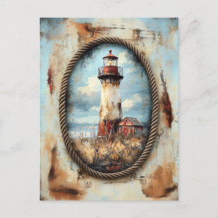 Postal Arte de faro con borde de pista