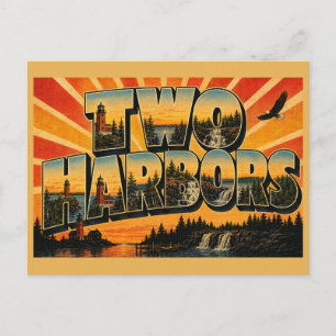 Postal Arte de Faro de Cascada de Two Harbors Minnesota