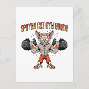 Postal Arte de Fitness de Dibujos Animados de Gato Sphynx