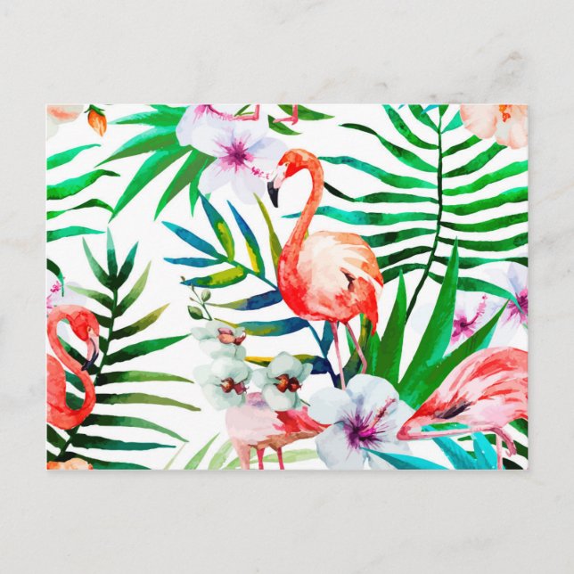 Postal Arte de flamingo tropical (Anverso)