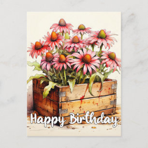 Postal Arte de Flor de Aster Recién Plantada