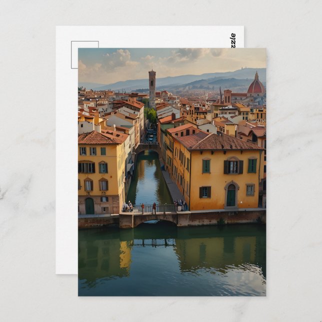 Postal Arte de Florencia acuarela (Anverso / Reverso)