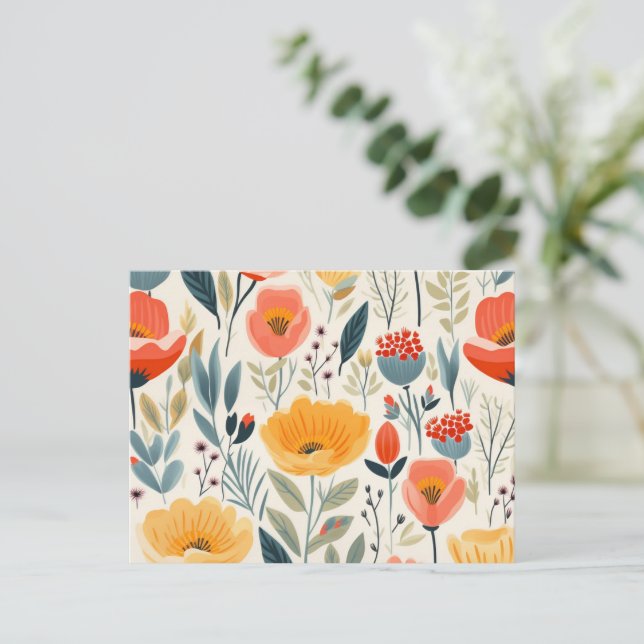 Postal Arte de flores coloridas (Anverso de pie)