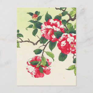 Postal Arte de flores de Camelia Nishimura Hodo ukiyo-e
