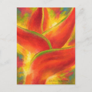 Postal Arte de flores de la Heliconia Roja - Multi