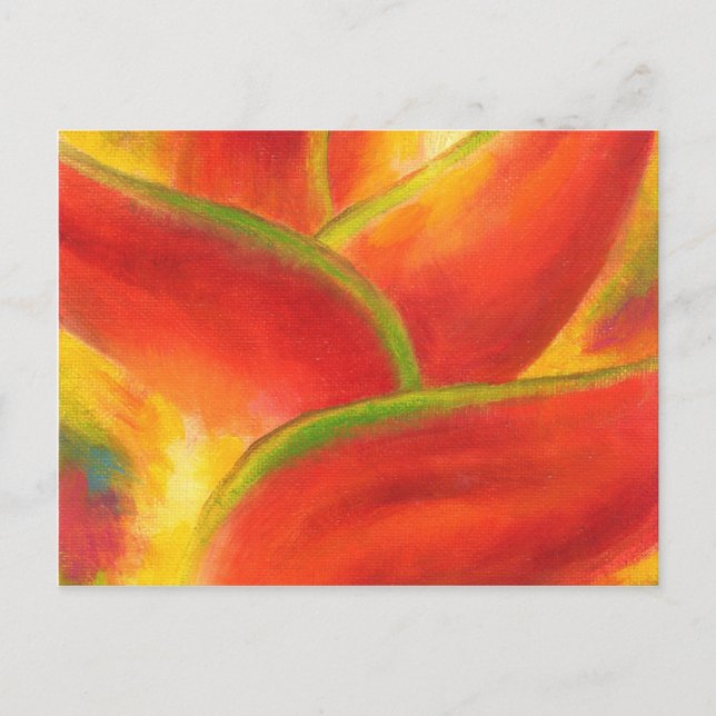 Postal Arte de flores de la Heliconia Roja - Multi (Anverso)