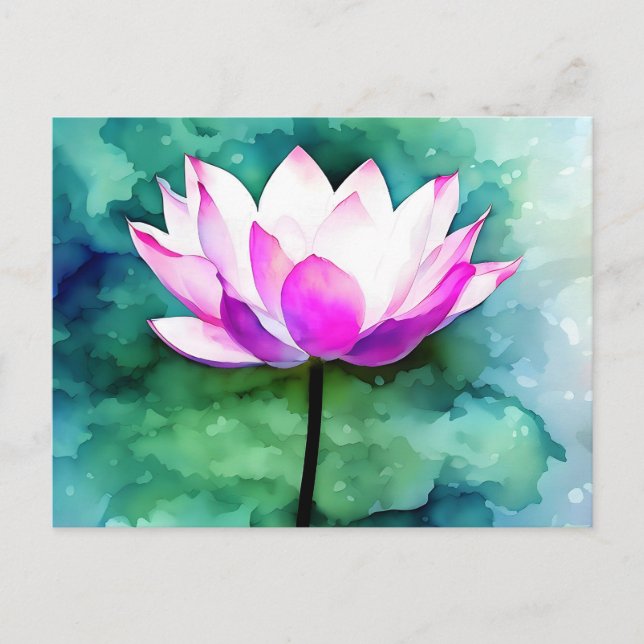 Postal Arte de flores de loto rosa (Anverso)