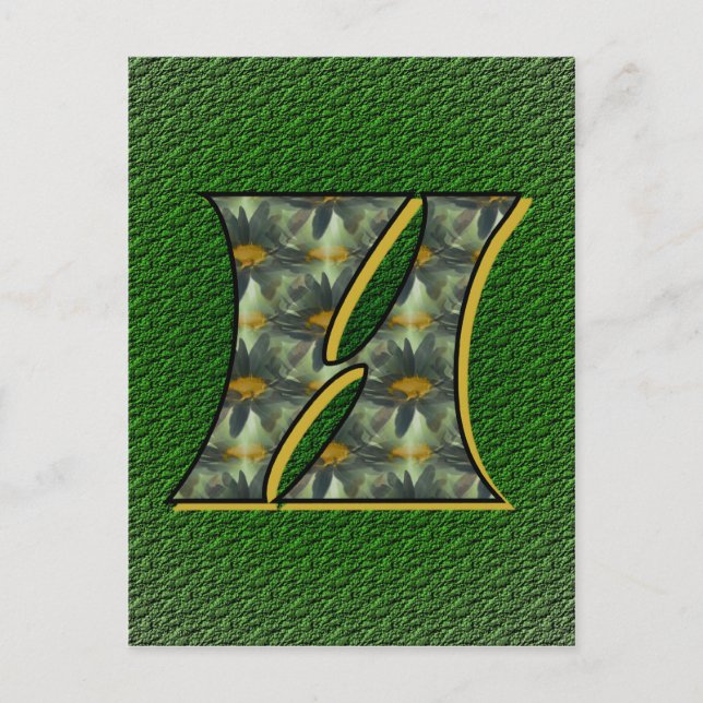 Postal Arte de flores de margaritas con inicial de monogr (Anverso)