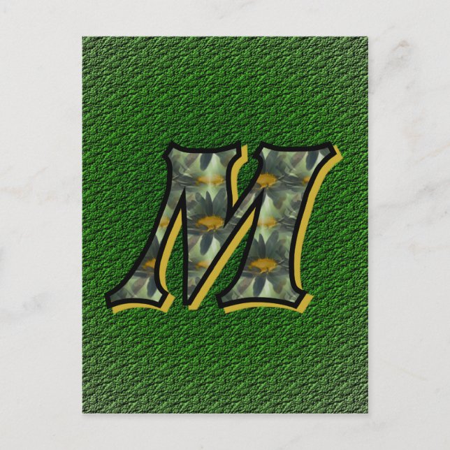 Postal Arte de flores de margaritas con inicial de monogr (Anverso)