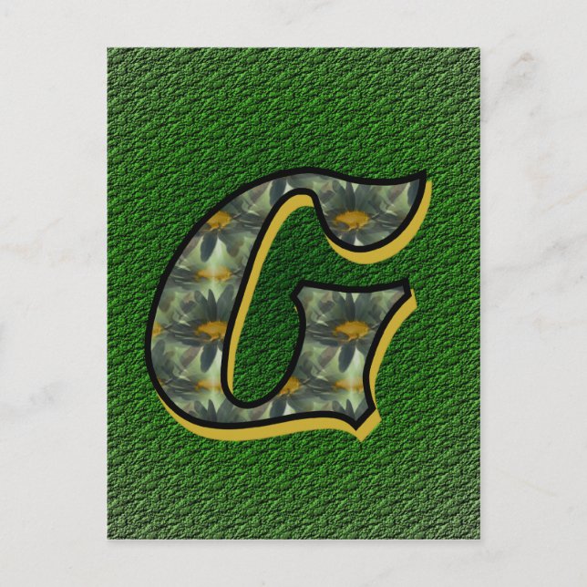 Postal Arte de flores de margaritas con inicial de monogr (Anverso)