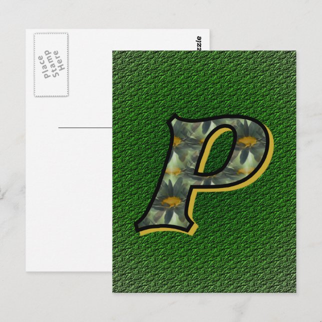 Postal Arte de flores de margaritas con inicial de monogr (Anverso / Reverso)