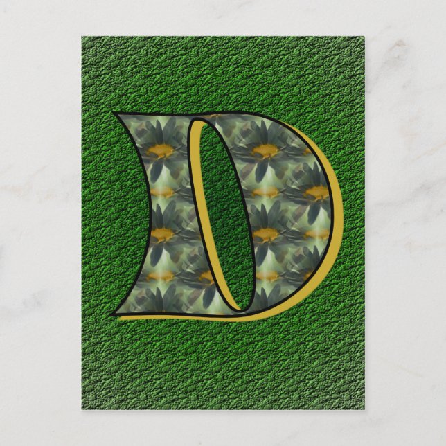 Postal Arte de flores de margaritas con inicial de monogr (Anverso)