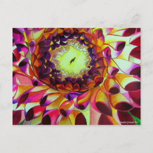 Postal Arte de flores originales abstracto de Purple Dahl