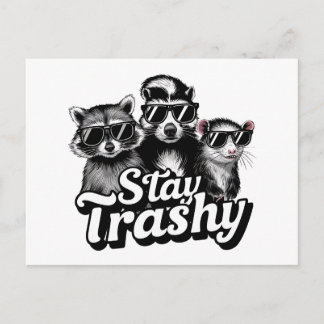 Postal Arte de gafas de sol de mapache zarigüeya Stay Tra