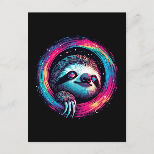 Postal Arte de galaxia con eslogan cósmico (Anverso)