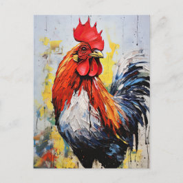 Postal Arte de gallo de pollo