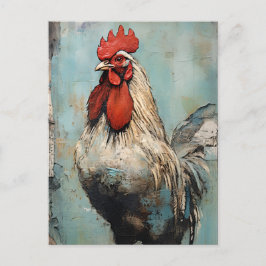 Postal Arte de gallo de pollo