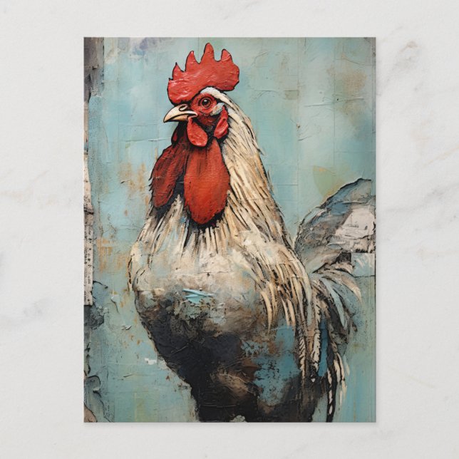Postal Arte de gallo de pollo (Anverso)