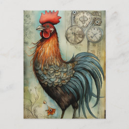 Postal Arte de gallo de pollo