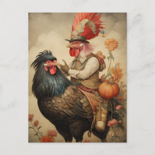 Postal Arte de gallo de pollo