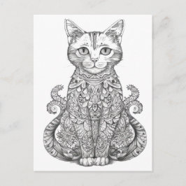 Postal Arte de garabato gato lindo