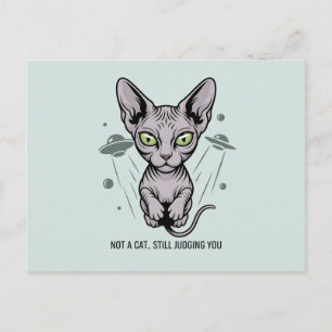 Postal Arte de gato Sphynx juzgón en el espacio