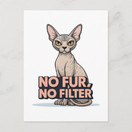 Postal Arte de gato Sphynx sin pelo y sin filtros Actitud