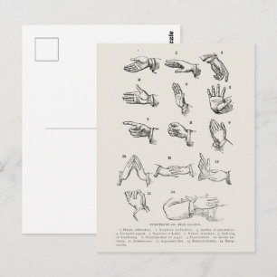 Postal Arte de gestos manuales de lenguaje de señas victo