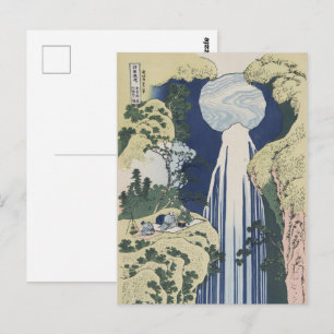 Postal Arte de grabado en madera de la cascada Amida de H