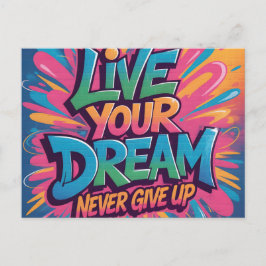 Postal Arte de grafiti vibrante de "Vive tu sueño" en par