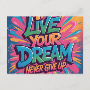 Postal Arte de grafiti vibrante de "Vive tu sueño" en par