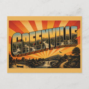 Postal Arte de Greenville SC River Falls Mountain