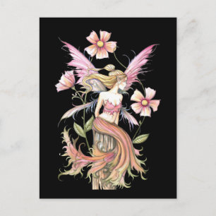 Postal Arte de Hada de Flor Rosa
