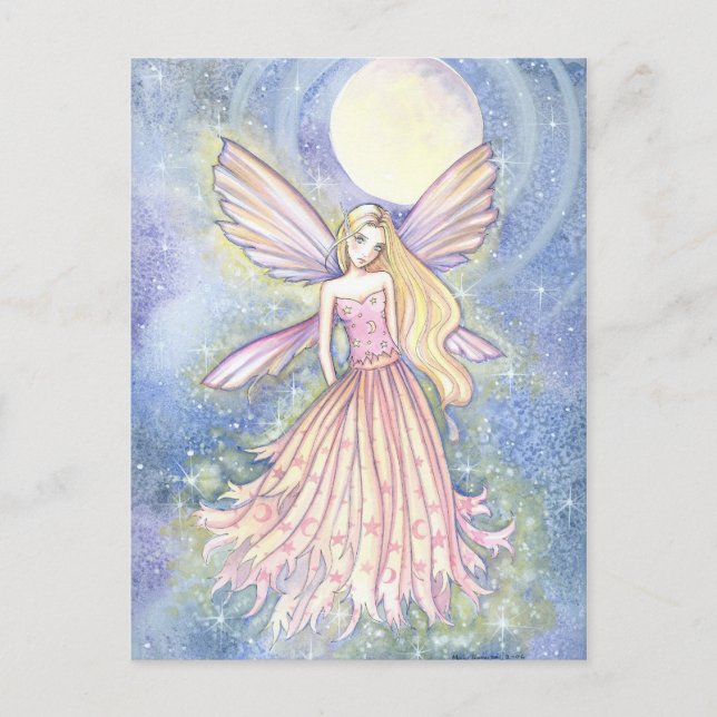 Postal Arte de Hada Estrella Rosa de Molly Harrison (Anverso)