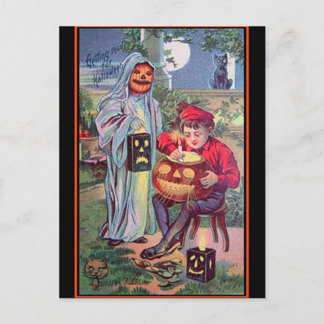 Postal Arte de Halloween vintage (Anverso)