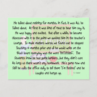 Postal Arte de historia de profesor jubilado "Obsesionado