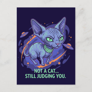 Postal Arte de humor de gato Sphynx alienígena