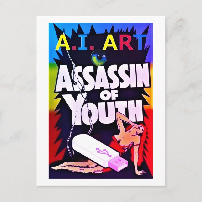 Postal Arte de I.A. - Asesino de la Juventud (Anverso)