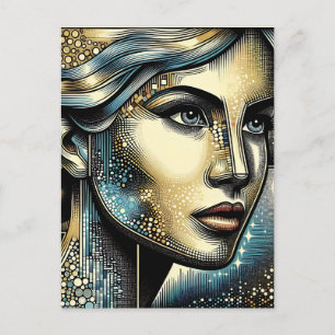 Postal Arte de IA abstracto   Rostro de mujer