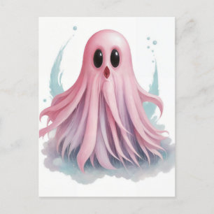 Postal Arte de IA con fantasma rosa