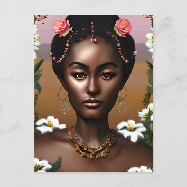 Postal Arte de IA de belleza afroamericano (Anverso)