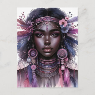 Postal Arte de IA de Chica Boho Moda Bohemia
