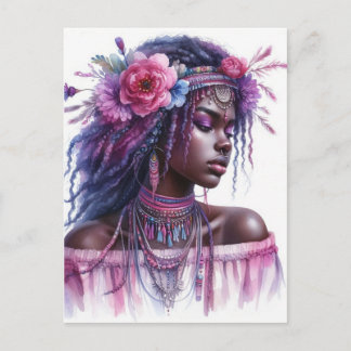 Postal Arte de IA de Chica Boho Moda Bohemiana