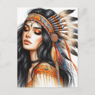 Postal Arte de IA de Chica Boho Moda Bohemiana