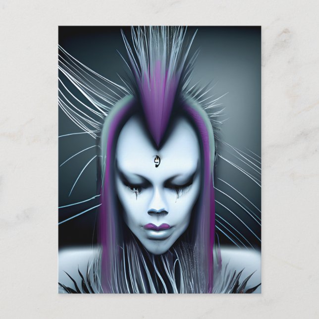 Postal Arte de IA Híbrido Étereo Alien Humano Distópico (Anverso)
