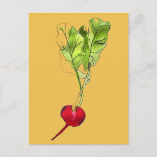 Postal Arte de ilustracion de acuarela vegetal y radical