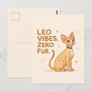 Postal Arte de ilustración de gato Sphynx Leo Zodiaco Lin