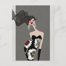 Postal Arte de Ilustración de Moda de Elegancia Sofistica